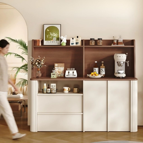 Tủ Đựng Đồ Phòng Bếp Kèm Ngăn Kéo Góc Bo Cong 160x40x150cm Yapi-TB006