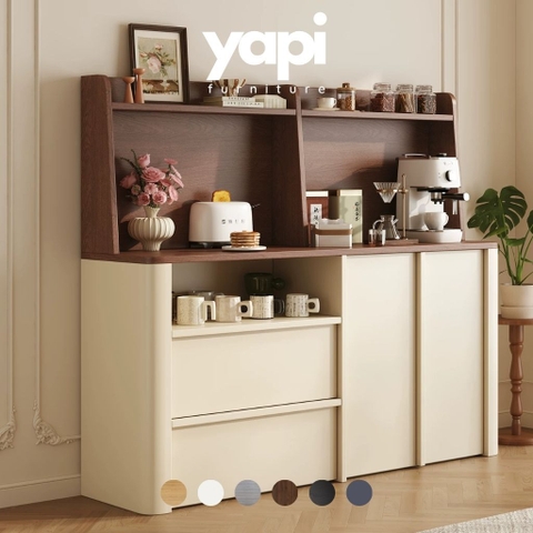 Tủ Đựng Đồ Phòng Bếp Kèm Ngăn Kéo Góc Bo Cong 160x40x150cm Yapi-TB006
