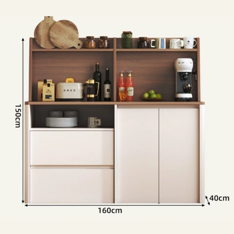Tủ Đựng Đồ Phòng Bếp Kèm Ngăn Kéo Góc Bo Cong 160x40x150cm Yapi-TB006