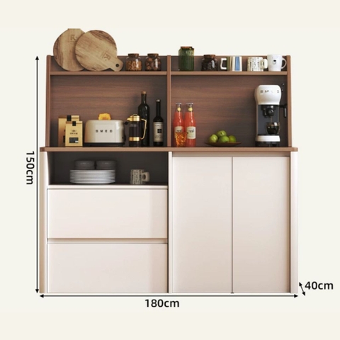 Tủ Đựng Đồ Phòng Bếp Kèm Ngăn Kéo Góc Bo Cong 160x40x150cm Yapi-TB006