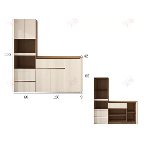 Tủ Bếp Kèm Ngăn Kéo Kết Hợp Tủ Trang Trí Hiện Đại 229x42x200cm Yapi-TB007