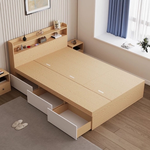Giường Ngủ 3 Ngăn Kéo Kèm Đầu Giường Đa Năng 1m8x2m Yapi-553