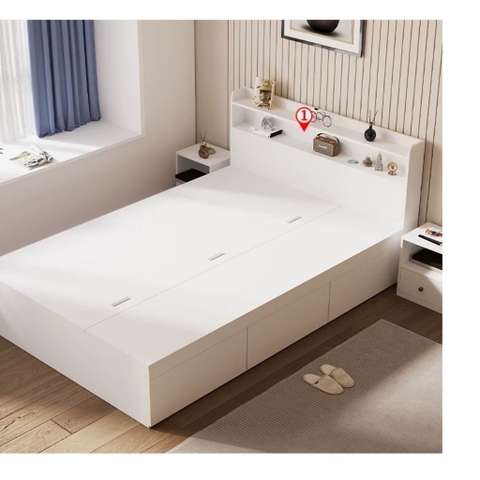 Giường Ngủ 3 Ngăn Kéo Kèm Đầu Giường Đa Năng 1m8x2m Yapi-553