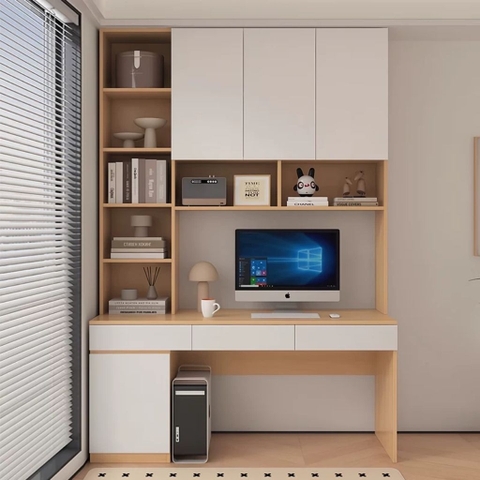 Bàn Học, Bàn Làm Việc, Kết Hợp Kệ Sách Và Ngăn Kéo 120x60x210cm Yapi-427