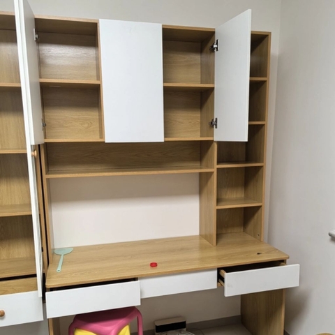 Bàn Học, Bàn Làm Việc, Kết Hợp Kệ Sách Và Ngăn Kéo 120x60x210cm Yapi-427