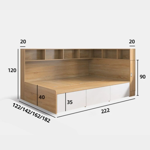 Giường Ngủ Kèm Kệ Đầu Giường Và Ngăn Kéo Đa Năng 1m8x2m Yapi-555