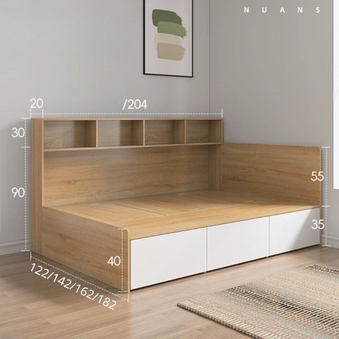 Giường Ngủ Kèm Kệ Đầu Giường Và Ngăn Kéo Đa Năng 1m8x2m Yapi-555