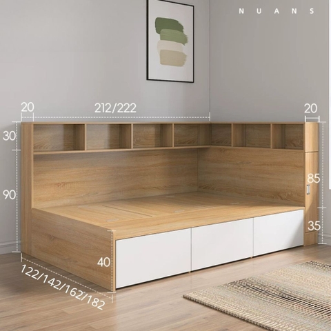 Giường Ngủ Kèm Kệ Đầu Giường Và Ngăn Kéo Đa Năng 1m8x2m Yapi-555