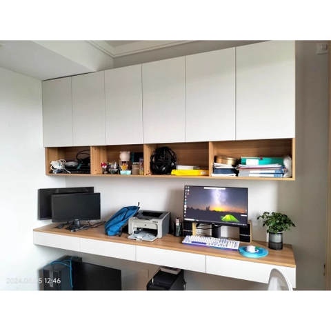 Bàn Làm Việc Treo Tường Đôi Kết Hợp Kệ Sách Hiện Đại 240x45x240cm Yapi-429