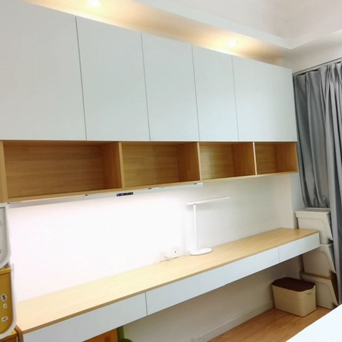 Bàn Làm Việc Treo Tường Đôi Kết Hợp Kệ Sách Hiện Đại 240x45x240cm Yapi-429