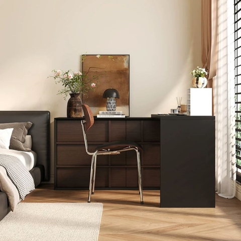 Bàn Trang Điểm Chữ L Kèm Tủ Ngăn Kéo Gỗ 160x40x75cm Yapi-813