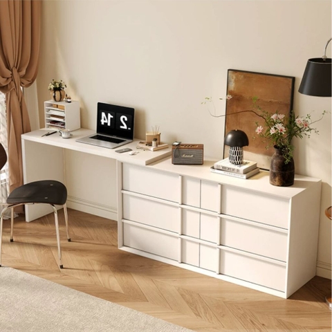 Bàn Trang Điểm Chữ L Kèm Tủ Ngăn Kéo Gỗ 160x40x75cm Yapi-813