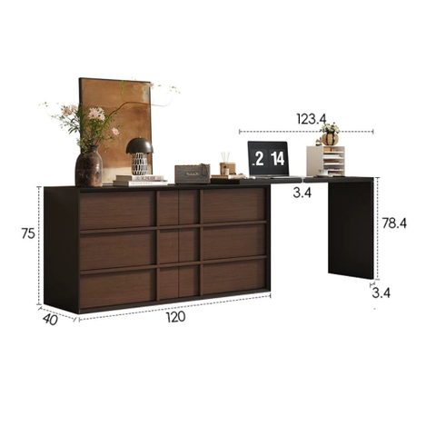 Bàn Trang Điểm Chữ L Kèm Tủ Ngăn Kéo Gỗ 160x40x75cm Yapi-813