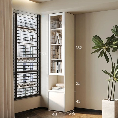 Kệ Sách Cánh Kính Khung Gỗ Thiết Kế Hiện Đại 160x35x230cm Yapi-676