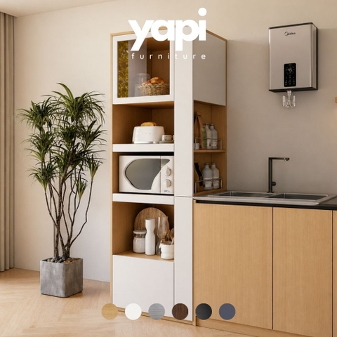 Kệ Tủ Bếp Đa Năng Cánh Kính Để Lò Vi Sóng Hiện Đại 70x40x200cm Yapi-132