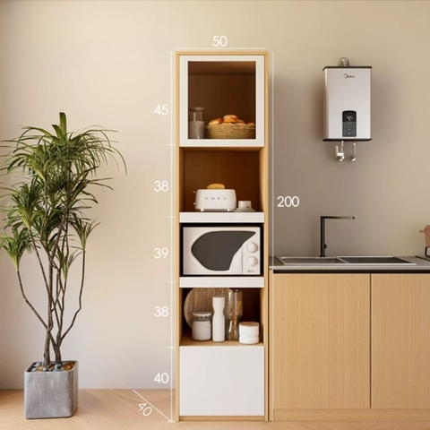 Kệ Tủ Bếp Đa Năng Cánh Kính Để Lò Vi Sóng Hiện Đại 70x40x200cm Yapi-132