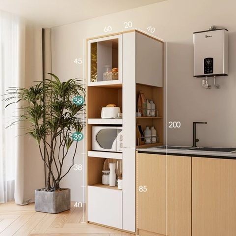 Kệ Tủ Bếp Đa Năng Cánh Kính Để Lò Vi Sóng Hiện Đại 70x40x200cm Yapi-132
