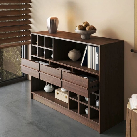 Kệ Trang Trí Nhiều Ô Kèm Ngăn Kéo Đa Năng 120x40x90cm Yapi-135