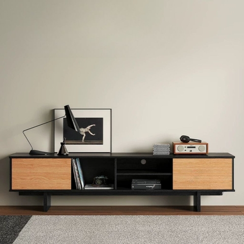 Kệ Tivi 2 Cánh Mở Kem Kệ Ô Vuông Hiện Đại 180x40x53cm Yapi-928