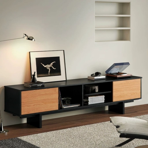 Kệ Tivi 2 Cánh Mở Kem Kệ Ô Vuông Hiện Đại 180x40x53cm Yapi-928