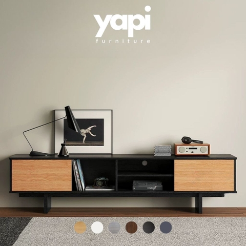 Kệ Tivi 2 Cánh Mở Kem Kệ Ô Vuông Hiện Đại 180x40x53cm Yapi-928