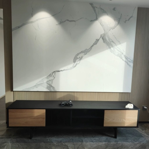 Kệ Tivi 2 Cánh Mở Kem Kệ Ô Vuông Hiện Đại 180x40x53cm Yapi-928