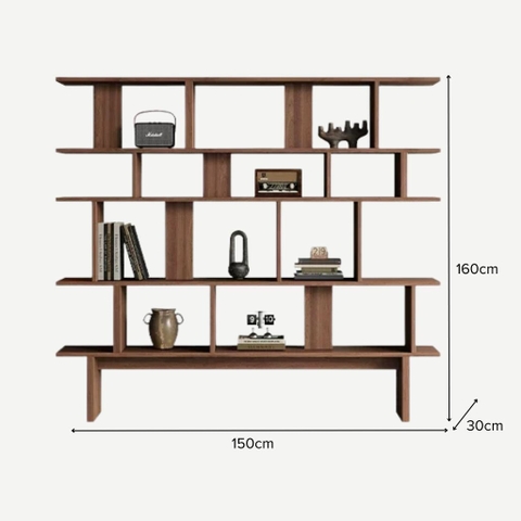 Kệ Sách Trang Trí Nhiều Ô Lưu Trữ Cho Phòng Khách 150x30x160cm Yapi-678