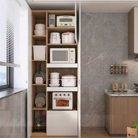Tủ Bếp Để Lò Vi Sóng Có Ngăn Kéo Đa Năng 80x40x200cm Yapi-134