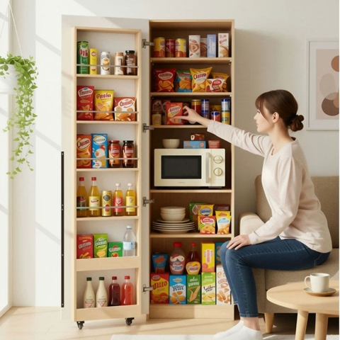 Tủ Lưu Trữ Đồ Gia Dụng Đa Năng Cho Nhà Bếp 100x42x200cm Yapi-175