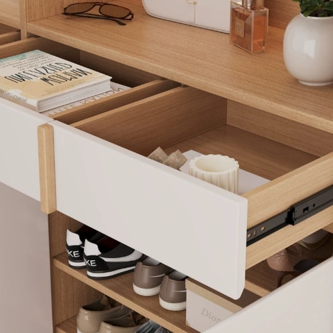 Tủ Giày Cánh Mây Kèm Ngăn Kéo Có Đèn Led Sang Trọng 160x35x200cm Yapi-342