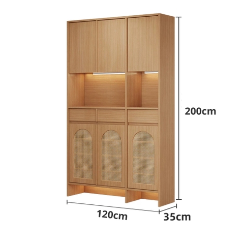 Tủ Giày Cánh Mây Kèm Ngăn Kéo Có Đèn Led Sang Trọng 160x35x200cm Yapi-342