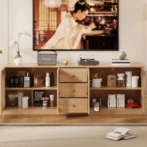 Tủ Để Đồ Cánh Kính Sóng Hiện Đại Trang Trí Phòng Khách 183x40x68cm Yapi-183