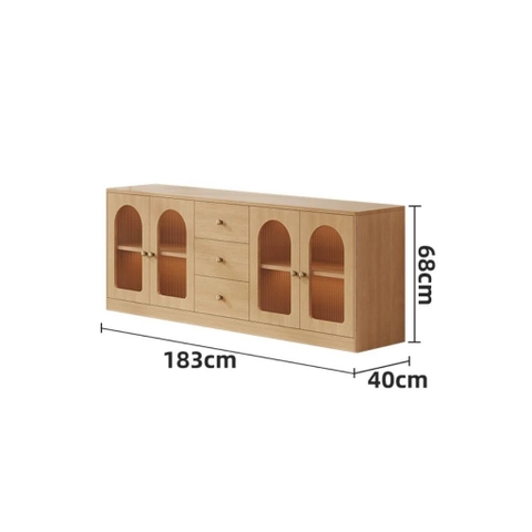Tủ Để Đồ Cánh Kính Sóng Hiện Đại Trang Trí Phòng Khách 183x40x68cm Yapi-183