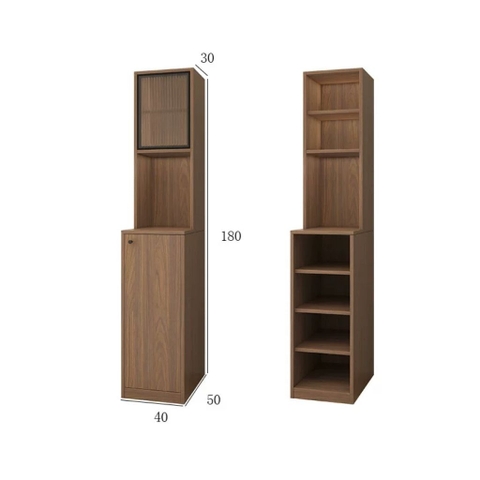 Tủ Lưu Trữ Đa Năng 4 Ngăn Kéo Kèm Kệ Cánh Kính Sóng 40x50x180cm Yapi-178