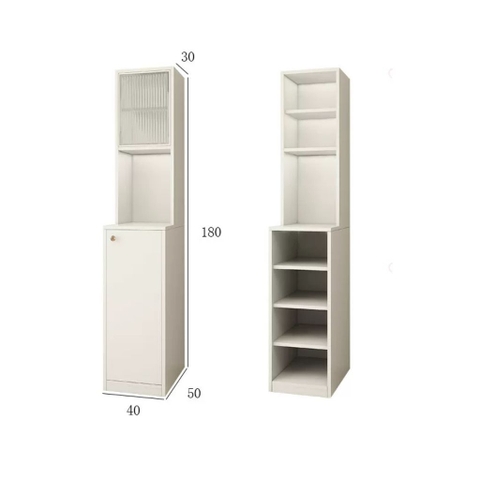 Tủ Lưu Trữ Đa Năng 4 Ngăn Kéo Kèm Kệ Cánh Kính Sóng 40x50x180cm Yapi-178