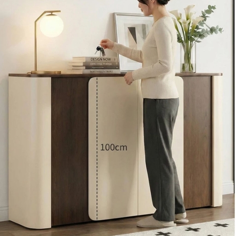 Tủ Giày Thiết Kế Bo Cong Sang Trọng Cho Sảnh Phòng Khách 178x36x100cm Yapi-341