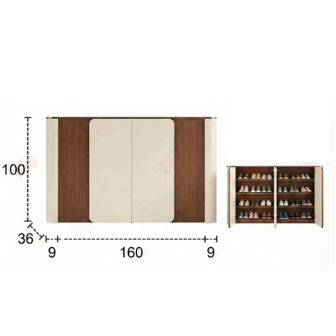 Tủ Giày Thiết Kế Bo Cong Sang Trọng Cho Sảnh Phòng Khách 178x36x100cm Yapi-341