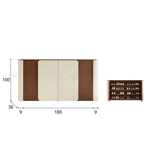 Tủ Giày Thiết Kế Bo Cong Sang Trọng Cho Sảnh Phòng Khách 178x36x100cm Yapi-341