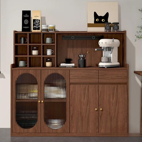 Kodogo TB008, Tủ Bếp Đa Năng Cánh Kính Sóng Đựng Chén Đĩa 120x40x140cm