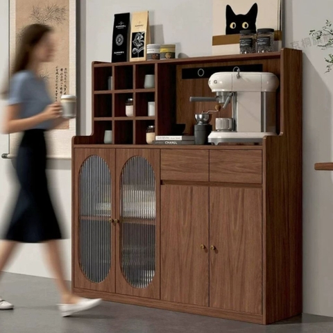 Kodogo TB008, Tủ Bếp Đa Năng Cánh Kính Sóng Đựng Chén Đĩa 120x40x140cm
