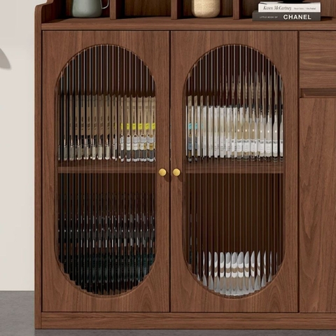 Kodogo TB008, Tủ Bếp Đa Năng Cánh Kính Sóng Đựng Chén Đĩa 120x40x140cm