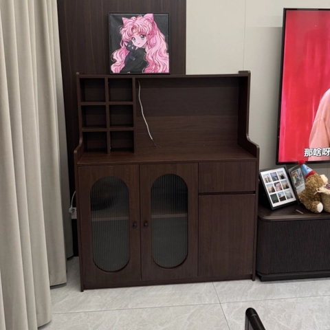 Kodogo TB008, Tủ Bếp Đa Năng Cánh Kính Sóng Đựng Chén Đĩa 120x40x140cm