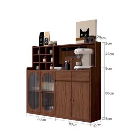 Kodogo TB008, Tủ Bếp Đa Năng Cánh Kính Sóng Đựng Chén Đĩa 120x40x140cm