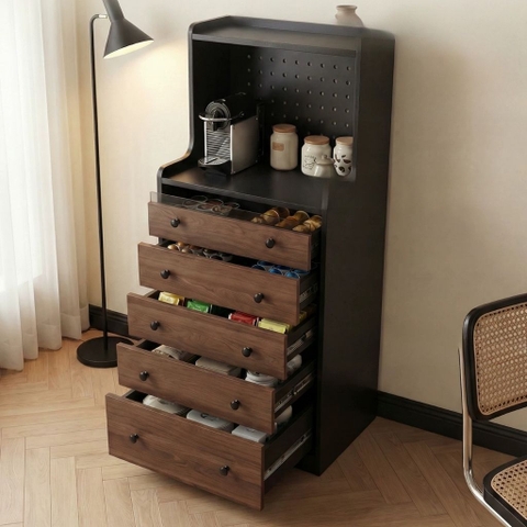 Kodogo 173, Tủ Ngăn Kéo Đựng Đồ Phòng Khách 5 Tầng Nhỏ Gọn 80x40x130cm