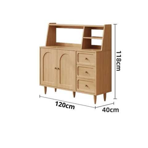 Tủ Bếp Để Đồ Cánh Kính Sóng Chân Gỗ Cao Hiện Đại 120x40x118cm Yapi-TB009