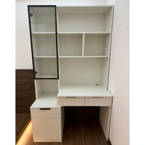 Bàn Học, Làm Việc Kèm Kệ Sách Cánh Kính Hiện Đại 140x60x205cm Yapi-431