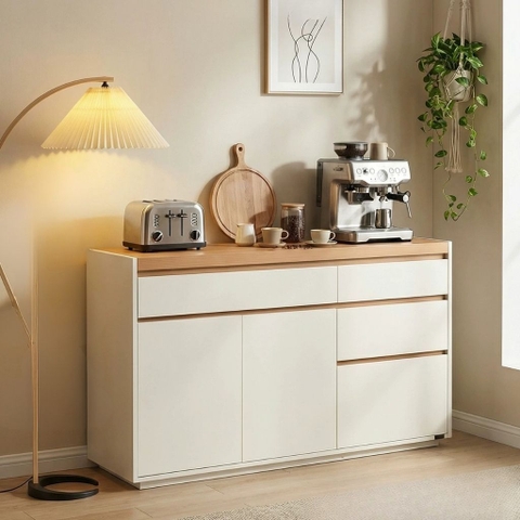 Tủ Để Đồ Đa Năng Kèm Ngăn Kéo Phối Màu Vân Gỗ Hiện Đại 150x40x90cm Yapi-179