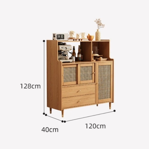 Kodogo TB010, Tủ Bếp Để Đồ Cánh Mây Kèm Ngăn Kéo Hiện Đại 120x40x128cm