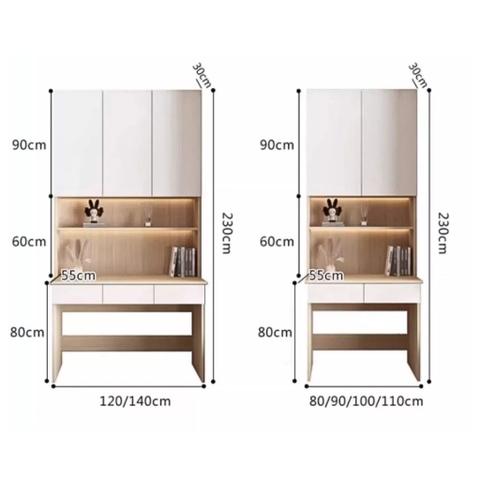 Bàn Học Và Làm Việc Kèm Kệ Sách Nhỏ Gọn 120x55x230cm Yapi-432