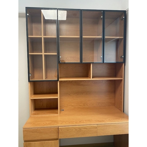 Bàn Học Và Làm Việc Kèm Kệ Sách Cánh Kính Hiện Đại 240x60x240cm Yapi-435